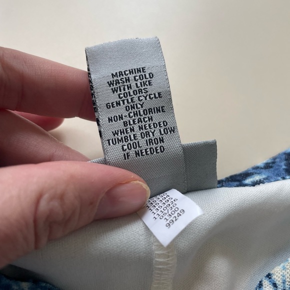 Catherine’s Asymmetrical Hem Blouse Blue Orange Lined Sheer Sleeves 3x/WP 26-28 - Picture 4 of 9